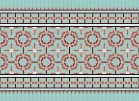 Beautiful floral cross stitch pattern.geometric ethnic oriental pattern traditional background.Aztec style abstract vector illustration.design for texture,fabric,clothing,wrapping,decoration,carpet.