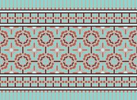 Beautiful floral cross stitch pattern.geometric ethnic oriental pattern traditional background.Aztec style abstract vector illustration.design for texture,fabric,clothing,wrapping,decoration,carpet.