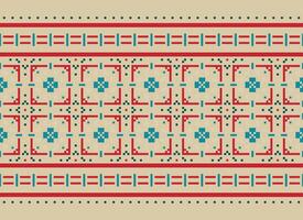 Beautiful floral cross stitch pattern.geometric ethnic oriental pattern traditional background.Aztec style abstract vector illustration.design for texture,fabric,clothing,wrapping,decoration,carpet.