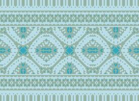 Cross Stitch Embroidery. Ethnic Patterns. Native Style. Traditional Design for texture, textile, fabric, clothing, Knitwear, print. Geometric Pixel Horizontal Seamless Vector. vector