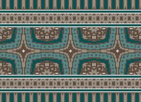 Cross Stitch Embroidery. Ethnic Patterns. Native Style. Traditional Design for texture, textile, fabric, clothing, Knitwear, print. Geometric Pixel Horizontal Seamless Vector. vector