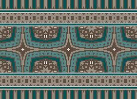 Cross Stitch Embroidery. Ethnic Patterns. Native Style. Traditional Design for texture, textile, fabric, clothing, Knitwear, print. Geometric Pixel Horizontal Seamless Vector. vector