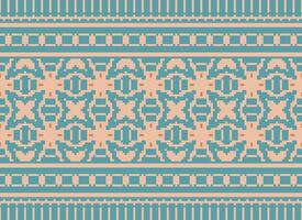 Cross Stitch Embroidery. Ethnic Patterns. Native Style. Traditional Design for texture, textile, fabric, clothing, Knitwear, print. Geometric Pixel Horizontal Seamless Vector. vector