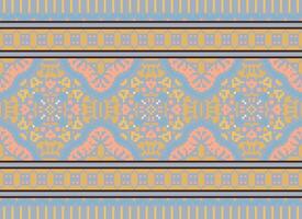 Cross Stitch Embroidery. Ethnic Patterns. Native Style. Traditional Design for texture, textile, fabric, clothing, Knitwear, print. Geometric Pixel Horizontal Seamless Vector. vector
