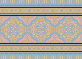 Cross Stitch Embroidery. Ethnic Patterns. Native Style. Traditional Design for texture, textile, fabric, clothing, Knitwear, print. Geometric Pixel Horizontal Seamless Vector. vector