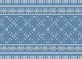Cross Stitch Embroidery. Ethnic Patterns. Native Style. Traditional Design for texture, textile, fabric, clothing, Knitwear, print. Geometric Pixel Horizontal Seamless Vector. vector