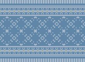 Cross Stitch Embroidery. Ethnic Patterns. Native Style. Traditional Design for texture, textile, fabric, clothing, Knitwear, print. Geometric Pixel Horizontal Seamless Vector. vector