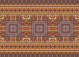 Cross Stitch Embroidery. Ethnic Patterns. Native Style. Traditional Design for texture, textile, fabric, clothing, Knitwear, print. Geometric Pixel Horizontal Seamless Vector. vector