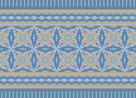 Cross Stitch Embroidery. Ethnic Patterns. Native Style. Traditional Design for texture, textile, fabric, clothing, Knitwear, print. Geometric Pixel Horizontal Seamless Vector. vector