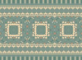 Cross Stitch Embroidery. Ethnic Patterns. Native Style. Traditional Design for texture, textile, fabric, clothing, Knitwear, print. Geometric Pixel Horizontal Seamless Vector. vector