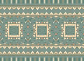 Cross Stitch Embroidery. Ethnic Patterns. Native Style. Traditional Design for texture, textile, fabric, clothing, Knitwear, print. Geometric Pixel Horizontal Seamless Vector. vector