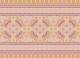 Cross Stitch Border. Embroidery Cross Stitch. Ethnic Patterns. Geometric Ethnic Indian pattern. Native Ethnic pattern.Texture Textile Fabric Clothing Knitwear print. Pixel Horizontal Seamless Vector. vector