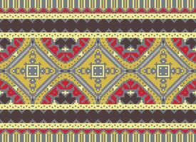 Cross Stitch Border. Embroidery Cross Stitch. Ethnic Patterns. Geometric Ethnic Indian pattern. Native Ethnic pattern.Texture Textile Fabric Clothing Knitwear print. Pixel Horizontal Seamless Vector. vector