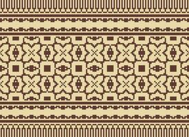 Cross Stitch Border. Embroidery Cross Stitch. Ethnic Patterns. Geometric Ethnic Indian pattern. Native Ethnic pattern.Texture Textile Fabric Clothing Knitwear print. Pixel Horizontal Seamless Vector. vector