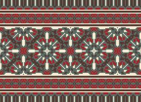 Cross Stitch Border. Embroidery Cross Stitch. Ethnic Patterns. Geometric Ethnic Indian pattern. Native Ethnic pattern.Texture Textile Fabric Clothing Knitwear print. Pixel Horizontal Seamless Vector. vector