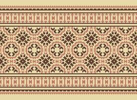 Cross Stitch Border. Embroidery Cross Stitch. Ethnic Patterns. Geometric Ethnic Indian pattern. Native Ethnic pattern.Texture Textile Fabric Clothing Knitwear print. Pixel Horizontal Seamless Vector. vector