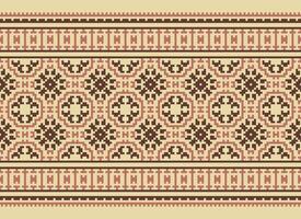 Cross Stitch Border. Embroidery Cross Stitch. Ethnic Patterns. Geometric Ethnic Indian pattern. Native Ethnic pattern.Texture Textile Fabric Clothing Knitwear print. Pixel Horizontal Seamless Vector. vector