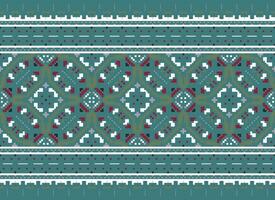 Vintages Cross Stitch Traditional Ethnic Pattern Paisley Flower Ikat Background Abstract Aztec African Indonesian Indian Seamless Pattern for Fabric Print Cloth Dress Carpet Curtains and Sarong vector
