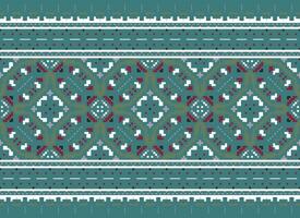 Vintages Cross Stitch Traditional Ethnic Pattern Paisley Flower Ikat Background Abstract Aztec African Indonesian Indian Seamless Pattern for Fabric Print Cloth Dress Carpet Curtains and Sarong vector