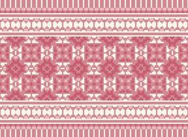 Vintages Cross Stitch Traditional Ethnic Pattern Paisley Flower Ikat Background Abstract Aztec African Indonesian Indian Seamless Pattern for Fabric Print Cloth Dress Carpet Curtains and Sarong vector