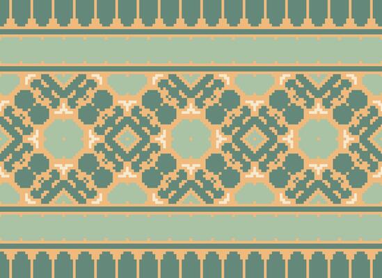 Vintages Cross Stitch Traditional Ethnic Pattern Paisley Flower Ikat Background Abstract Aztec African Indonesian Indian Seamless Pattern for Fabric Print Cloth Dress Carpet Curtains and Sarong