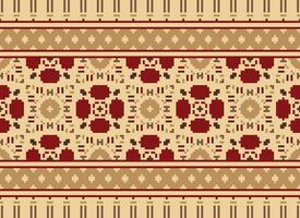 Vintages Cross Stitch Traditional Ethnic Pattern Paisley Flower Ikat Background Abstract Aztec African Indonesian Indian Seamless Pattern for Fabric Print Cloth Dress Carpet Curtains and Sarong vector