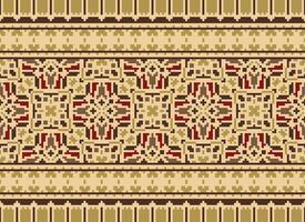 Vintages Cross Stitch Traditional Ethnic Pattern Paisley Flower Ikat Background Abstract Aztec African Indonesian Indian Seamless Pattern for Fabric Print Cloth Dress Carpet Curtains and Sarong vector