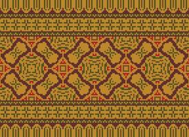 Vintages Cross Stitch Traditional Ethnic Pattern Paisley Flower Ikat Background Abstract Aztec African Indonesian Indian Seamless Pattern for Fabric Print Cloth Dress Carpet Curtains and Sarong vector