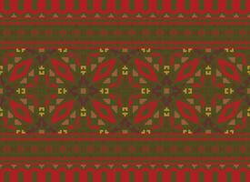 Vintages Cross Stitch Traditional Ethnic Pattern Paisley Flower Ikat Background Abstract Aztec African Indonesian Indian Seamless Pattern for Fabric Print Cloth Dress Carpet Curtains and Sarong vector