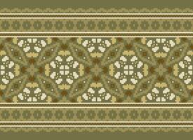 Vintages Cross Stitch Traditional Ethnic Pattern Paisley Flower Ikat Background Abstract Aztec African Indonesian Indian Seamless Pattern for Fabric Print Cloth Dress Carpet Curtains and Sarong vector
