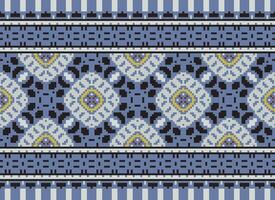 Vintages Cross Stitch Traditional Ethnic Pattern Paisley Flower Ikat Background Abstract Aztec African Indonesian Indian Seamless Pattern for Fabric Print Cloth Dress Carpet Curtains and Sarong vector