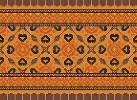 Vintages Cross Stitch Traditional Ethnic Pattern Paisley Flower Ikat Background Abstract Aztec African Indonesian Indian Seamless Pattern for Fabric Print Cloth Dress Carpet Curtains and Sarong vector