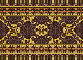 Vintages Cross Stitch Traditional Ethnic Pattern Paisley Flower Ikat Background Abstract Aztec African Indonesian Indian Seamless Pattern for Fabric Print Cloth Dress Carpet Curtains and Sarong vector