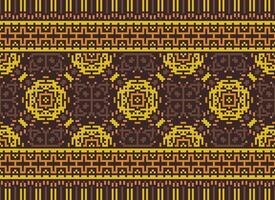 Vintages Cross Stitch Traditional Ethnic Pattern Paisley Flower Ikat Background Abstract Aztec African Indonesian Indian Seamless Pattern for Fabric Print Cloth Dress Carpet Curtains and Sarong vector