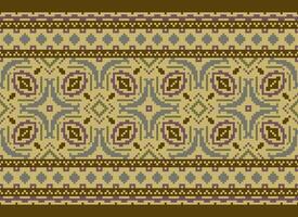 Vintages Cross Stitch Traditional Ethnic Pattern Paisley Flower Ikat Background Abstract Aztec African Indonesian Indian Seamless Pattern for Fabric Print Cloth Dress Carpet Curtains and Sarong vector