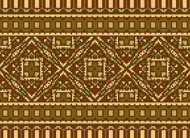 Vintages Cross Stitch Traditional Ethnic Pattern Paisley Flower Ikat Background Abstract Aztec African Indonesian Indian Seamless Pattern for Fabric Print Cloth Dress Carpet Curtains and Sarong vector