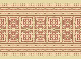 Vintages Cross Stitch Traditional Ethnic Pattern Paisley Flower Ikat Background Abstract Aztec African Indonesian Indian Seamless Pattern for Fabric Print Cloth Dress Carpet Curtains and Sarong vector