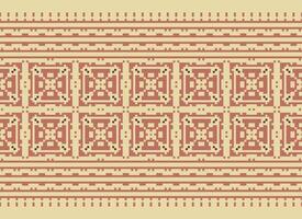 Vintages Cross Stitch Traditional Ethnic Pattern Paisley Flower Ikat Background Abstract Aztec African Indonesian Indian Seamless Pattern for Fabric Print Cloth Dress Carpet Curtains and Sarong vector