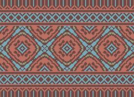 Vintages Cross Stitch Traditional Ethnic Pattern Paisley Flower Ikat Background Abstract Aztec African Indonesian Indian Seamless Pattern for Fabric Print Cloth Dress Carpet Curtains and Sarong vector