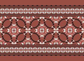 Vintages Cross Stitch Traditional Ethnic Pattern Paisley Flower Ikat Background Abstract Aztec African Indonesian Indian Seamless Pattern for Fabric Print Cloth Dress Carpet Curtains and Sarong vector