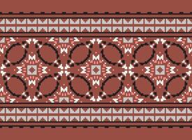 Vintages Cross Stitch Traditional Ethnic Pattern Paisley Flower Ikat Background Abstract Aztec African Indonesian Indian Seamless Pattern for Fabric Print Cloth Dress Carpet Curtains and Sarong vector