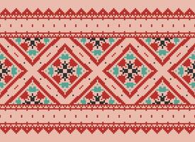 Vintages Cross Stitch Traditional Ethnic Pattern Paisley Flower Ikat Background Abstract Aztec African Indonesian Indian Seamless Pattern for Fabric Print Cloth Dress Carpet Curtains and Sarong vector