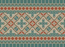 Beautiful pixel patterns traditional folk style, geometric ethnic seamless pattern vector illustration. Design for  cross stitch, carpet, wallpaper, clothing, texti fabric, wrapping, batik, embroidery