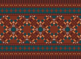 Beautiful pixel patterns traditional folk style, geometric ethnic seamless pattern vector illustration. Design for  cross stitch, carpet, wallpaper, clothing, texti fabric, wrapping, batik, embroidery