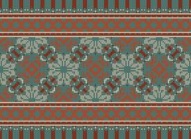 Beautiful pixel patterns traditional folk style, geometric ethnic seamless pattern vector illustration. Design for  cross stitch, carpet, wallpaper, clothing, texti fabric, wrapping, batik, embroidery