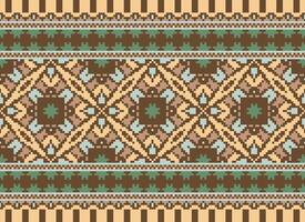 hermosa píxel patrones tradicional gente estilo, geométrico étnico sin costura modelo vector ilustración. diseño para cruzar puntada, alfombra, fondo de pantalla, ropa, texto tela, envase, batik, bordado