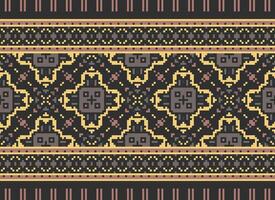 African cross stitch embroidery on background.geometric ethnic oriental seamless pattern traditional.Aztec style abstract vector illustration.design for texture,fabric,clothing,wrapping,carpet.