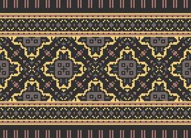 African cross stitch embroidery on background.geometric ethnic oriental seamless pattern traditional.Aztec style abstract vector illustration.design for texture,fabric,clothing,wrapping,carpet.