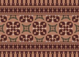 African cross stitch embroidery on background.geometric ethnic oriental seamless pattern traditional.Aztec style abstract vector illustration.design for texture,fabric,clothing,wrapping,carpet.