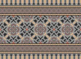 African cross stitch embroidery on background.geometric ethnic oriental seamless pattern traditional.Aztec style abstract vector illustration.design for texture,fabric,clothing,wrapping,carpet.
